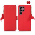 For Samsung Galaxy S25 Ultra 5G Side-Magnetic TJ Genuine Leather RFID Phone Case(Red) - 1