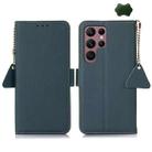 For Samsung Galaxy S25 Ultra 5G Side-Magnetic TJ Genuine Leather RFID Phone Case(Green) - 1
