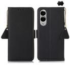For Samsung Galaxy S25 Edge 5G Side-Magnetic TJ Genuine Leather RFID Phone Case(Black) - 1