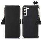 For Samsung Galaxy S25 FE 5G Side-Magnetic TJ Genuine Leather RFID Phone Case(Black) - 1