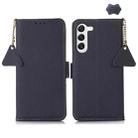 For Samsung Galaxy S25 FE 5G Side-Magnetic TJ Genuine Leather RFID Phone Case(Blue) - 1