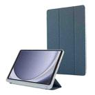 For Samsung Galaxy Tab A9+ Carbon Fiber Clear Acrylic 3-Fold Leather Tablet Case(Blue) - 1