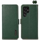 For Samsung Galaxy S25 Ultra 5G KHAZNEH Side-Magnetic Litchi Genuine Leather RFID Phone Case(Green) - 1