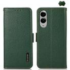 For Samsung Galaxy S25 Edge 5G KHAZNEH Side-Magnetic Litchi Genuine Leather RFID Phone Case(Green) - 1