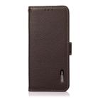 For Samsung Galaxy S25 Edge 5G KHAZNEH Side-Magnetic Litchi Genuine Leather RFID Phone Case(Brown) - 2
