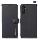 For Samsung Galaxy S24 FE 5G KHAZNEH Custer Genuine Leather RFID Phone Case(Blue) - 1