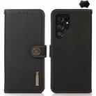 For Samsung Galaxy S25 Ultra 5G KHAZNEH Custer Genuine Leather RFID Phone Case(Black) - 1