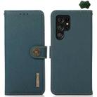 For Samsung Galaxy S25 Ultra 5G KHAZNEH Custer Genuine Leather RFID Phone Case(Green) - 1
