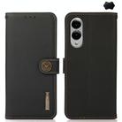 For Samsung Galaxy S25 Edge 5G KHAZNEH Custer Genuine Leather RFID Phone Case(Black) - 1