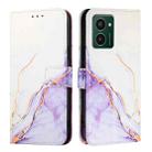 For HMD Pulse Pro PT003 Marble Pattern Flip Leather Phone Case(White Purple) - 2