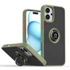 For iPhone 16 Plus Q Shadow 1 Series TPU + PC Phone Case with Ring(Army Green) - 1