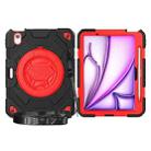 For iPad Air 11 2024 Spider Rotation Handle Silicone Hybrid PC Tablet Case(Black Red) - 1