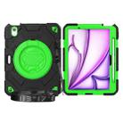 For iPad Air 11 2024 Spider Rotation Handle Silicone Hybrid PC Tablet Case(Black Green) - 1