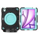 For iPad Air 11 2024 Spider Rotation Handle Silicone Hybrid PC Tablet Case(Black Light Blue) - 1