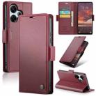 For Redmi 13 CaseMe 023 Butterfly Buckle Litchi Texture RFID Anti-theft Leather Phone Case(Wine Red) - 1