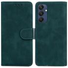 For Samsung Galaxy M35 Skin Feel Pure Color Flip Leather Phone Case(Green) - 1
