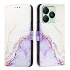 For Wiko T20 PT003 Marble Pattern Flip Leather Phone Case(White Purple) - 2