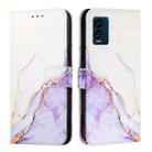 For BLU View Speed 5G PT003 Marble Pattern Flip Leather Phone Case(White Purple) - 2
