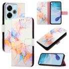 For Redmi 13 4G PT003 Marble Pattern Flip Leather Phone Case(Galaxy Marble White) - 1