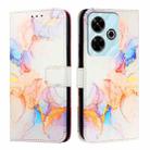 For Redmi 13 4G PT003 Marble Pattern Flip Leather Phone Case(Galaxy Marble White) - 2