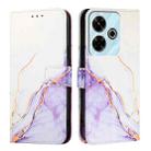 For Redmi 13 4G PT003 Marble Pattern Flip Leather Phone Case(White Purple) - 2