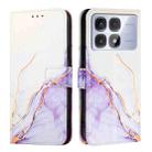 For Redmi K70 Ultra 5G Global PT003 Marble Pattern Flip Leather Phone Case(White Purple) - 3