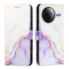 For Redmi K80 / K80 Pro PT003 Marble Pattern Flip Leather Phone Case(White Purple) - 2