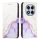 For Redmi Note 14 Pro 4G PT003 Marble Pattern Flip Leather Phone Case(White Purple) - 3