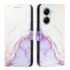 For Redmi Turbo 4 PT003 Marble Pattern Flip Leather Phone Case(White Purple) - 3