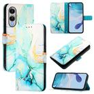 For Samsung Galaxy S25 Edge 5G PT003 Marble Pattern Flip Leather Phone Case(Green) - 1
