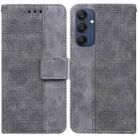 For Samsung Galaxy M35 Geometric Embossed Leather Phone Case(Grey) - 1