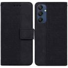 For Samsung Galaxy M35 Geometric Embossed Leather Phone Case(Black) - 1