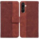 For Samsung Galaxy M16 5G / F16 5G / M36 5G Geometric Embossed Leather Phone Case(Brown) - 1