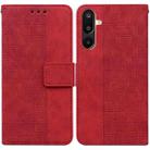For Samsung Galaxy M16 5G / F16 5G / M36 5G Geometric Embossed Leather Phone Case(Red) - 1