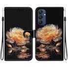 For Samsung Galaxy M35 Crystal Texture Colored Drawing Leather Phone Case(Gold Peony) - 1