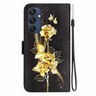 For Samsung Galaxy M35 Crystal Texture Colored Drawing Leather Phone Case(Gold Butterfly Rose) - 3