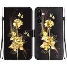 For Samsung Galaxy M16 5G / F16 5G / M36 5G Crystal Texture Colored Drawing Leather Phone Case(Gold Butterfly Rose) - 1