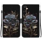For Samsung Galaxy M16 5G / F16 5G / M36 5G Crystal Texture Colored Drawing Leather Phone Case(Black Rose) - 1