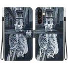 For Samsung Galaxy M16 5G / F16 5G / M36 5G Crystal Texture Colored Drawing Leather Phone Case(Cat Tiger Reflection) - 1