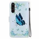 For Samsung Galaxy M16 5G / F16 5G / M36 5G Crystal Texture Colored Drawing Leather Phone Case(Blue Pansies) - 3