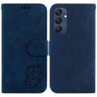 For Samsung Galaxy M35 Little Tiger Embossed Leather Phone Case(Dark Blue) - 1