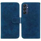 For Samsung Galaxy M35 Butterfly Rose Embossed Leather Phone Case(Blue) - 1