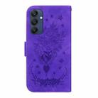 For Samsung Galaxy M35 Butterfly Rose Embossed Leather Phone Case(Purple) - 3