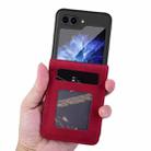 For Samsung Galaxy Z Flip5 Diamond Buckle Leather Phone Case with Lanyard(Wine Red) - 2