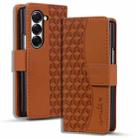 For Samsung Galaxy Z Fold6 Diamond Buckle Leather Phone Case with Lanyard(Brown) - 1