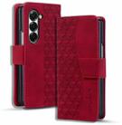 For Samsung Galaxy Z Fold6 Diamond Buckle Leather Phone Case with Lanyard(Wine Red) - 1