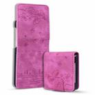 For Samsung Galaxy Z Flip5 Cartoon Sakura Cat Embossed Leather Phone Case(Rose Red) - 1