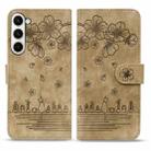 For Samsung Galaxy Z Fold6 Cartoon Sakura Cat Embossed Leather Phone Case(Brown) - 2