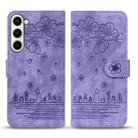 For Samsung Galaxy Z Fold6 Cartoon Sakura Cat Embossed Leather Phone Case(Purple) - 2