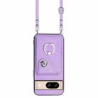 For Google Pixel 8 Organ Card Bag Ring Holder Phone Case with Long Lanyard(Purple) - 2